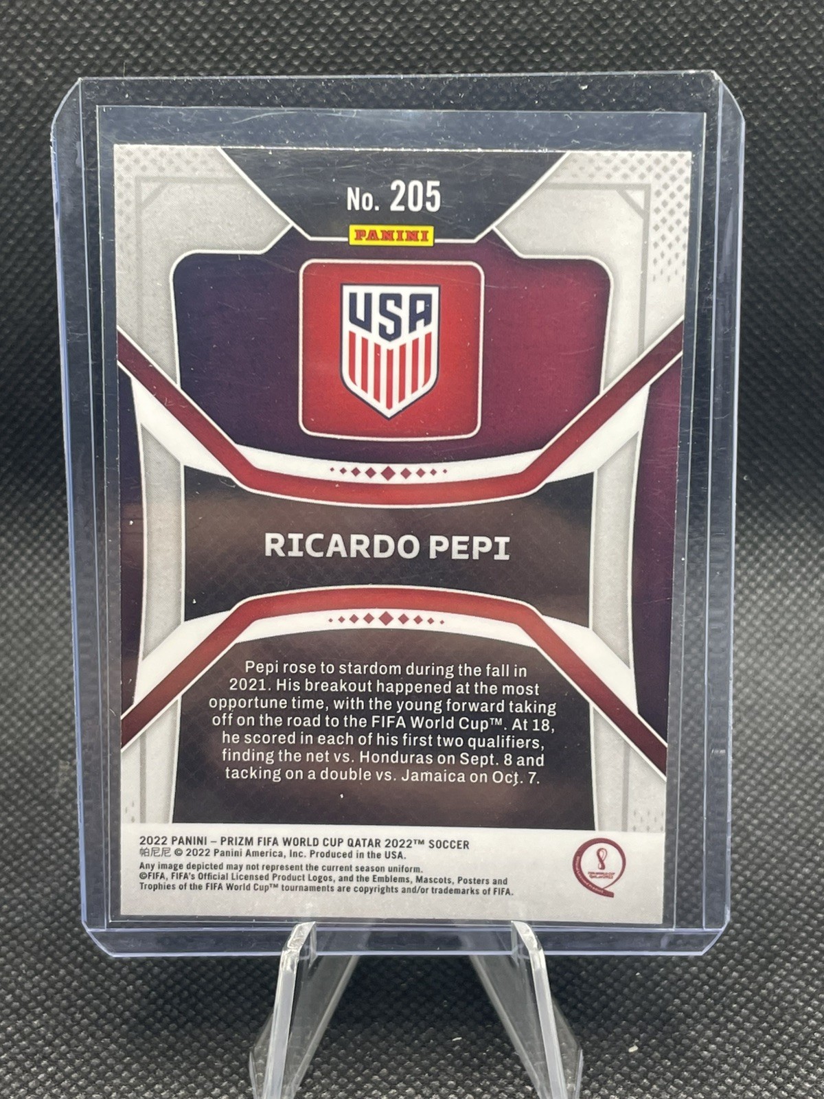 2022 Panini Prizm FIFA World Cup #205 Ricardo Pepi Base Rookie RC – USA