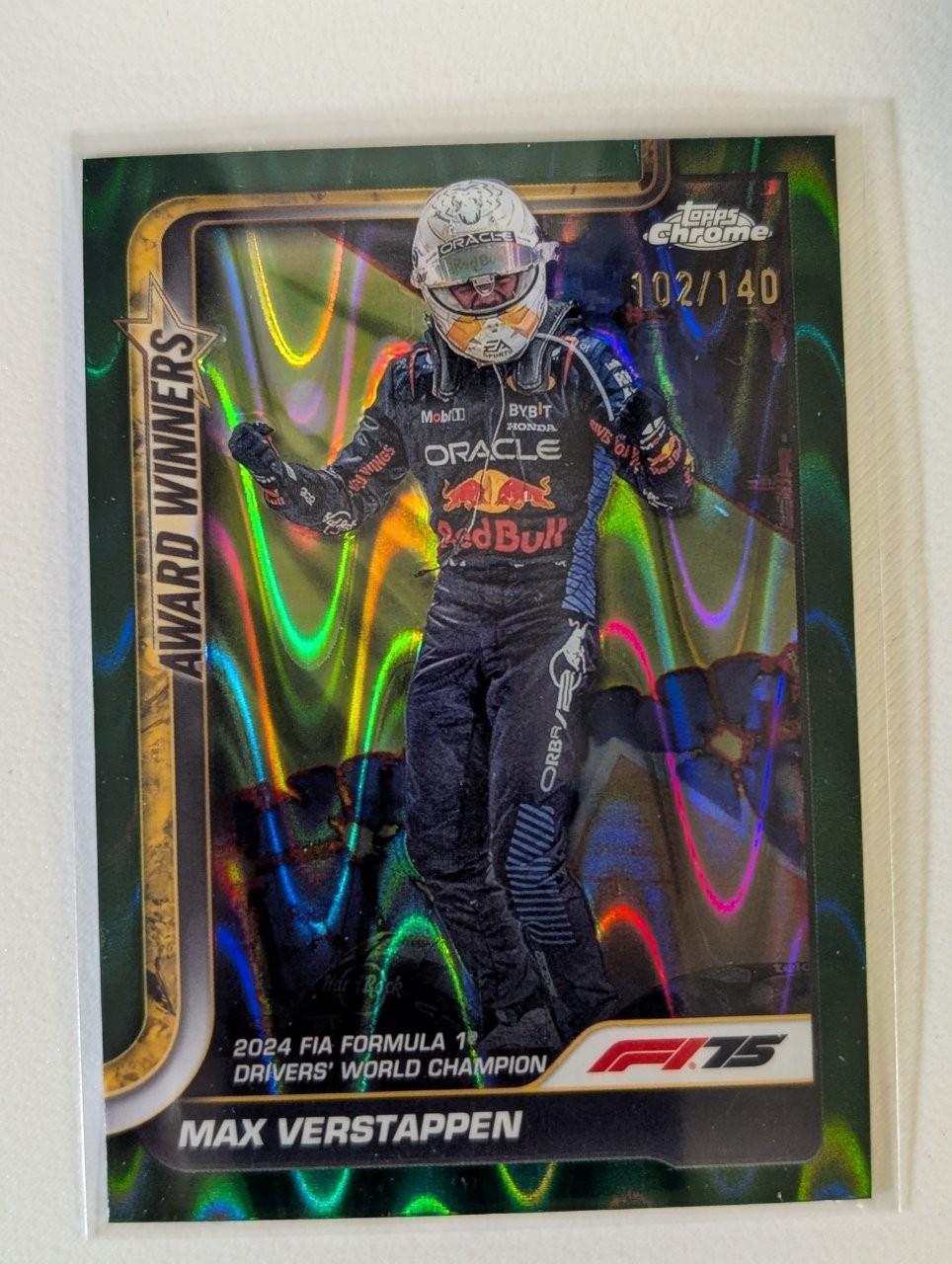 2025 Topps Chrome Formula 1 F1 Max Verstappen Forest Green RayWave /140 #148