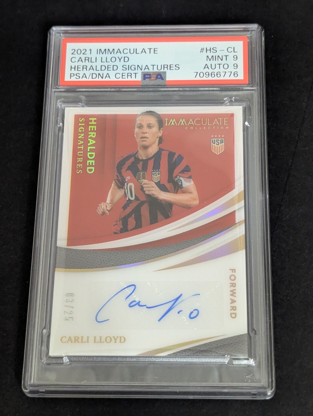 2021 Immaculate Carli Lloyd Heralded Signatures PSA 9 Uswnt