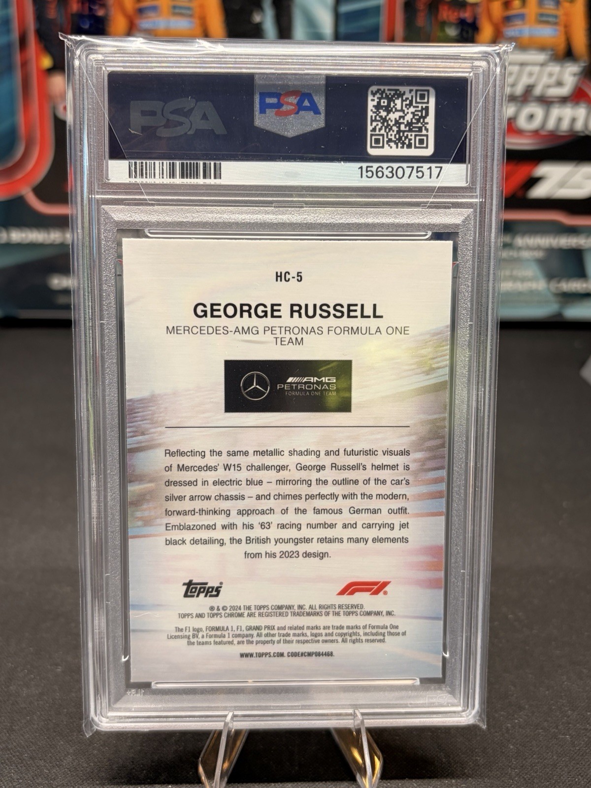 2024 TOPPS CHROME FORMULA 1 F1 HELMET COLLECTION #HC5 GEORGE RUSSELL PSA 10