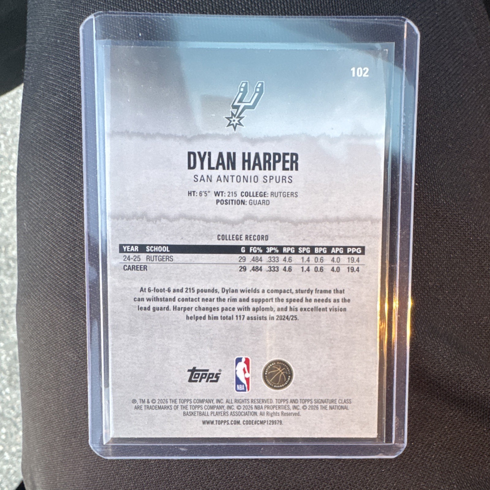 Dylan Harper San Antonio Spurs- Round 2 Aqua Refractor 107/225