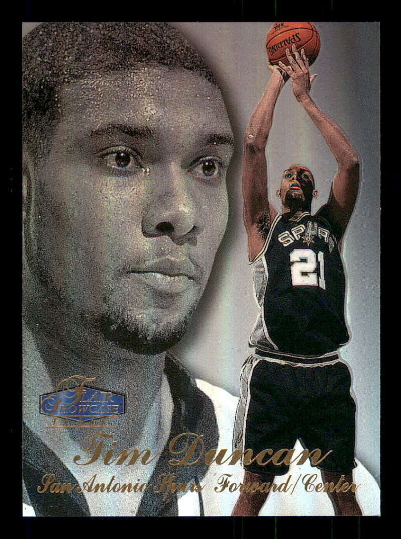 1997-98 Flair Showcase #5 Tim Duncan Row 3 (e) Showtime 1:0.9 RC/Rookie Spurs