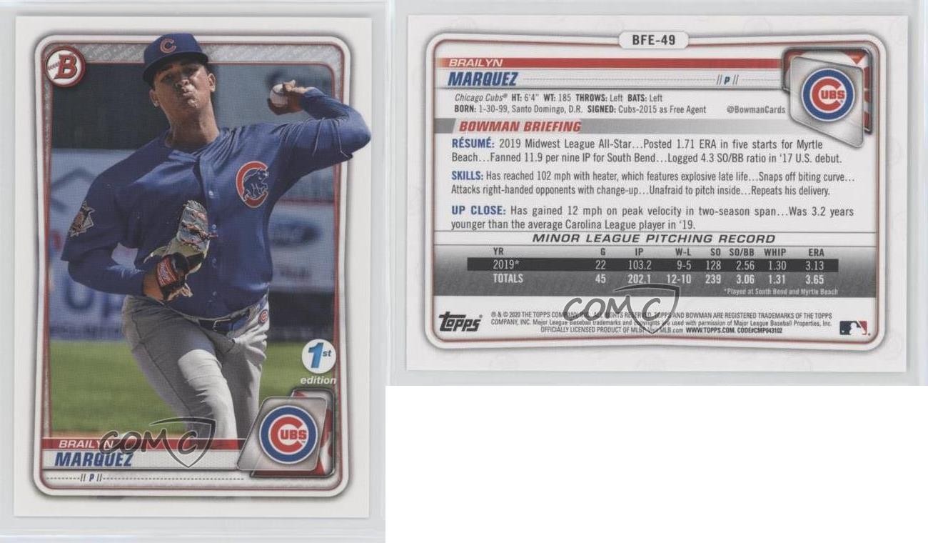 2020 Bowman 1st Edition Brailyn Marquez #BFE-49 3v8