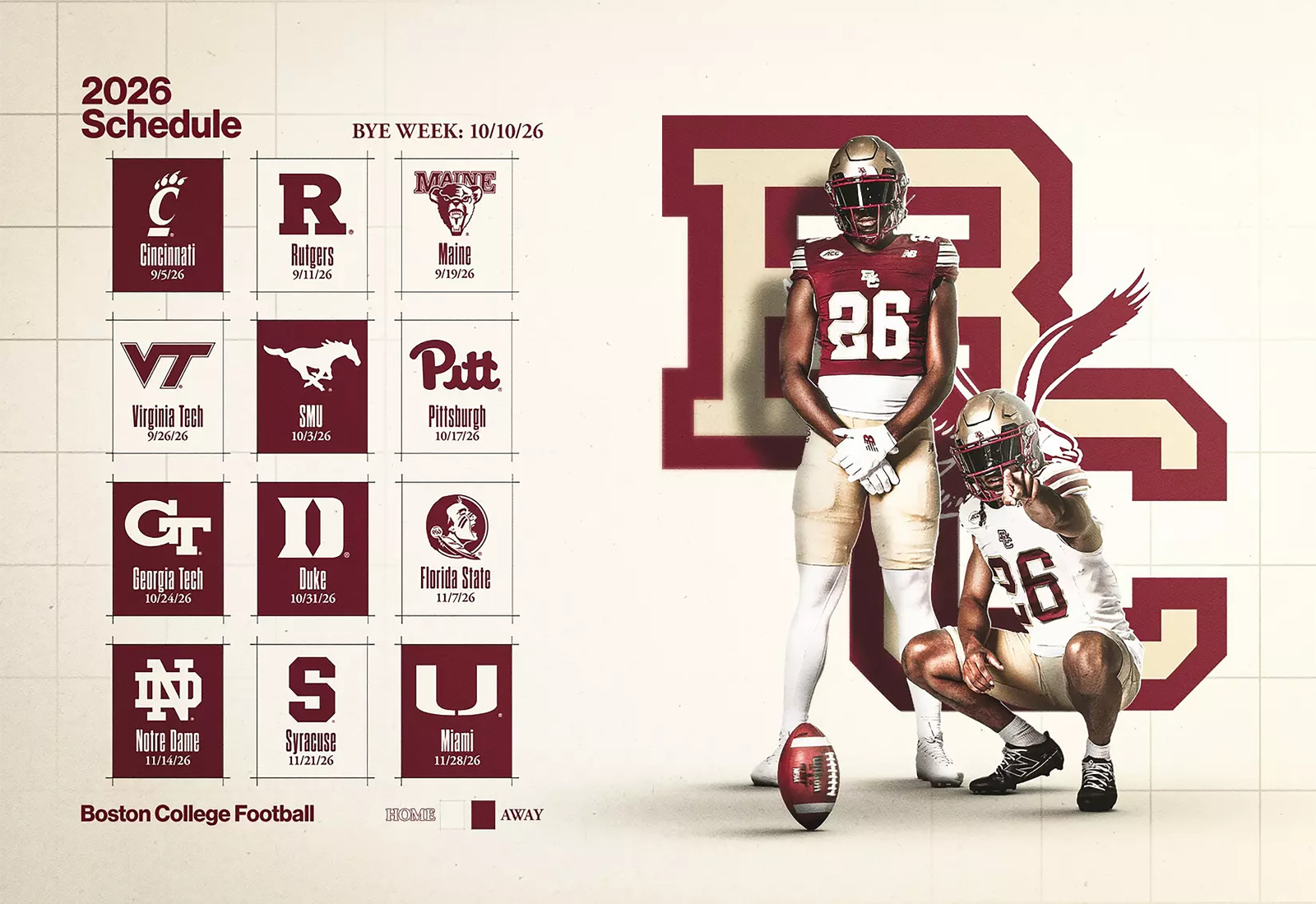 2026 ACC Team Football Schedule Poster Multiple Sizes Any Team (You Choose)