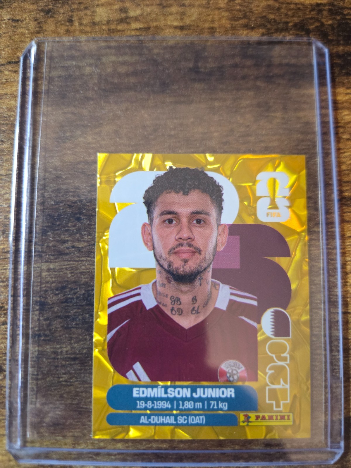 2026 Panini FIFA World Cup Stickers – Edmilson Junior Gold Crumple #QAT 17 Qatar