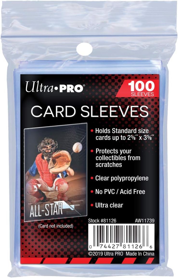 Ultra Pro 100 Soft Card Sleeves – 2.625″ x 3.625″ Protectors for Trading Cards