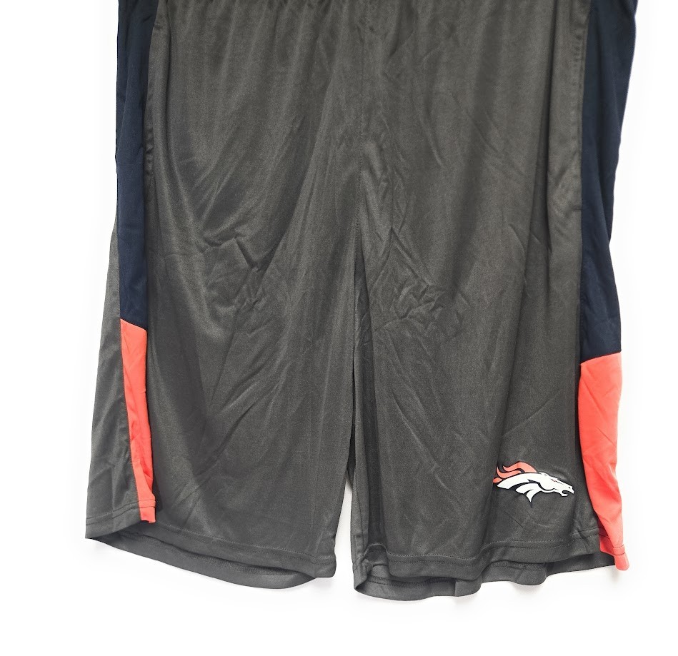 Mens Fanatics NFL Denver Broncos Big & Tall Grey Polyester Logo Football Shorts