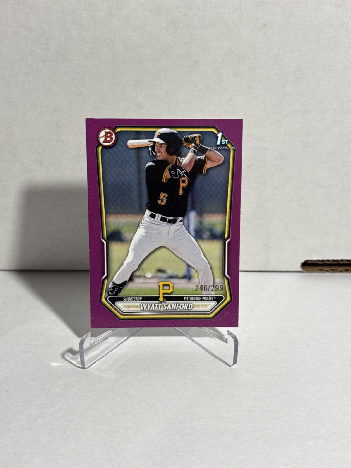 Wyatt Sanford 2026 Bowman Fuchsia Paper /299 1st Bowman RC Pittsburgh Pirates