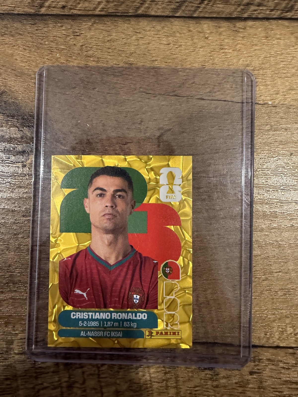 Cristiano Ronaldo Panini FIFA World Cup 2026 Gold Crumple Parallel Sticker