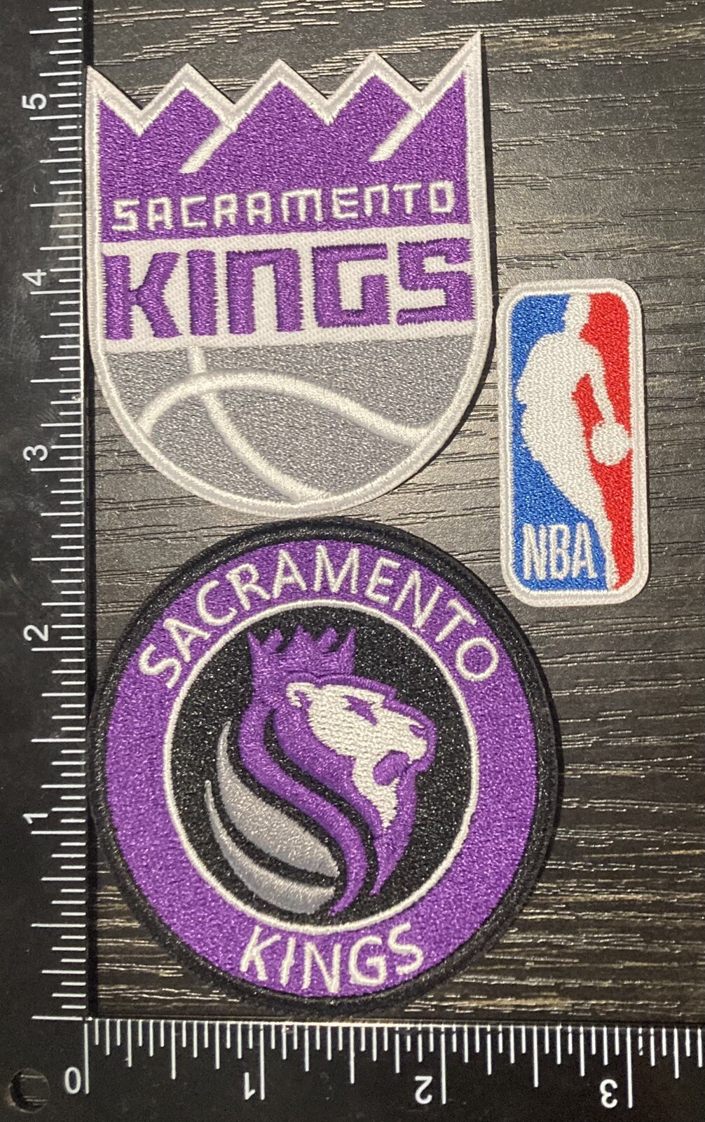 Lot Set 3 SACRAMENTO KINGS IRON ON PATCHES BASKETBALL Retro Vintage Blue Red.