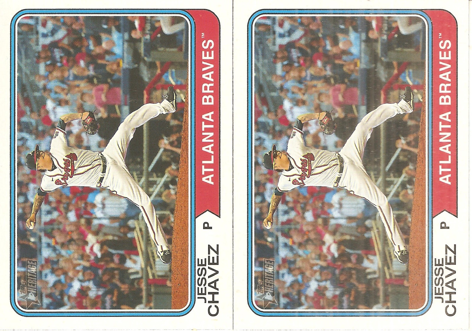 2 CARD 2023 TOPPS HERITAGE JESSE CHAVEZ BASEBALL CARD LOT
