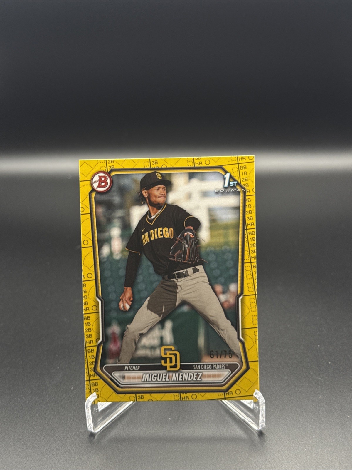 2026 Bowman 1st Yellow Scorecard Paper Miguel Mendez /75-Padres No. BP-107