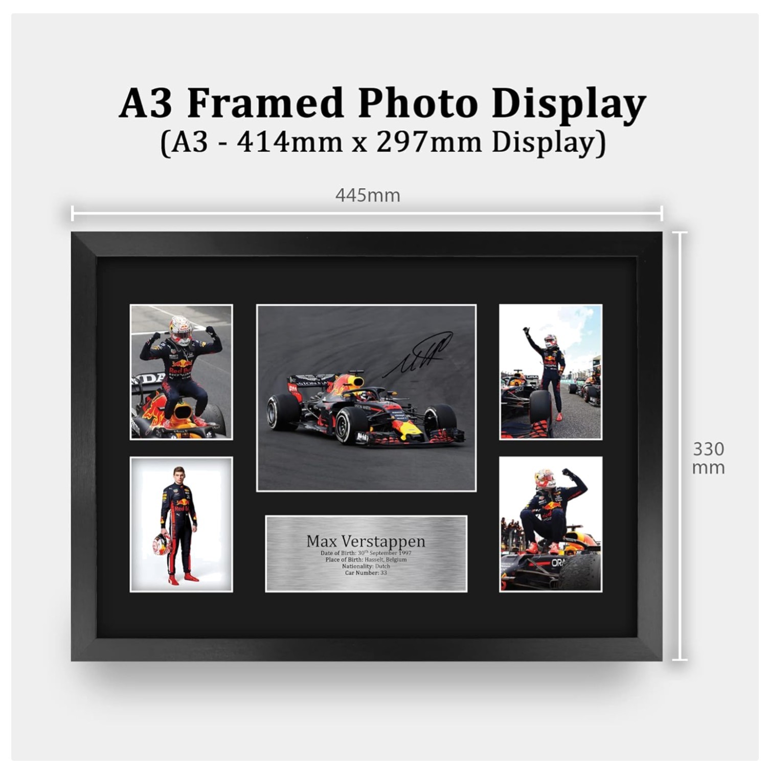 Authentic Max Verstappen Autograph Display – 16″x12″