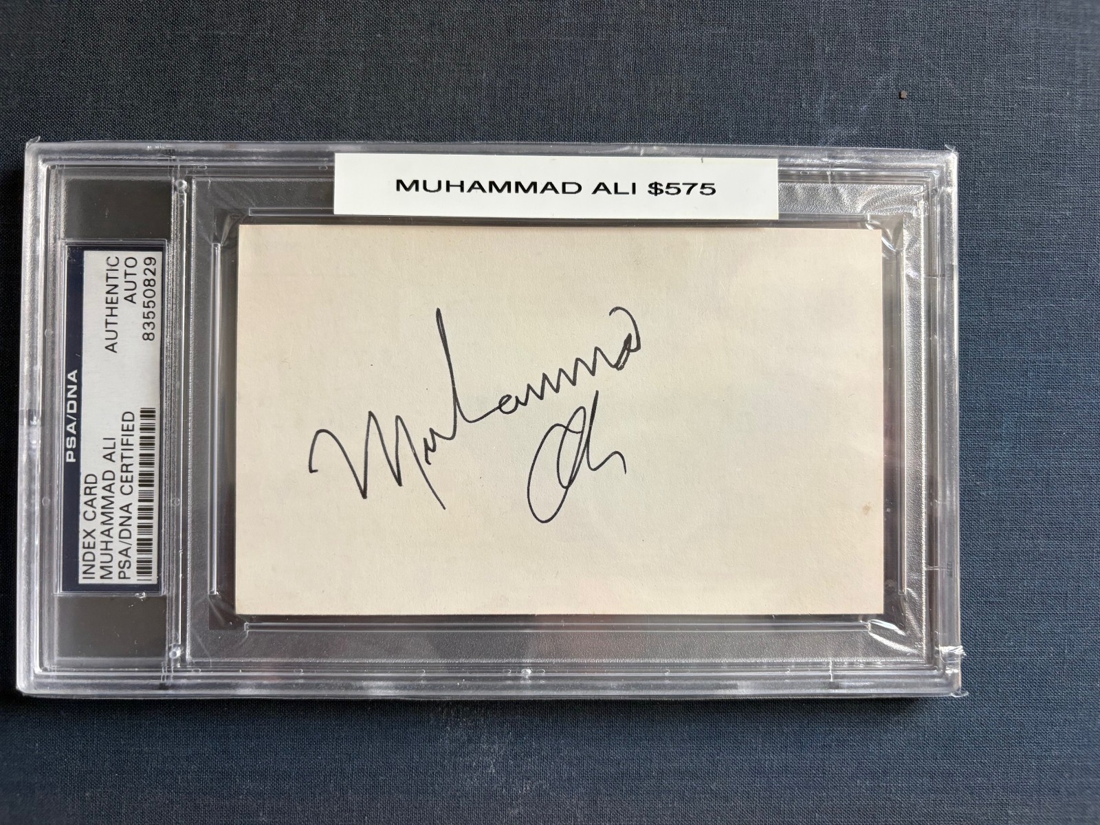 MUHAMMAD ALI SIGNED INDEX CARD BECKETT AUTHENTICATED