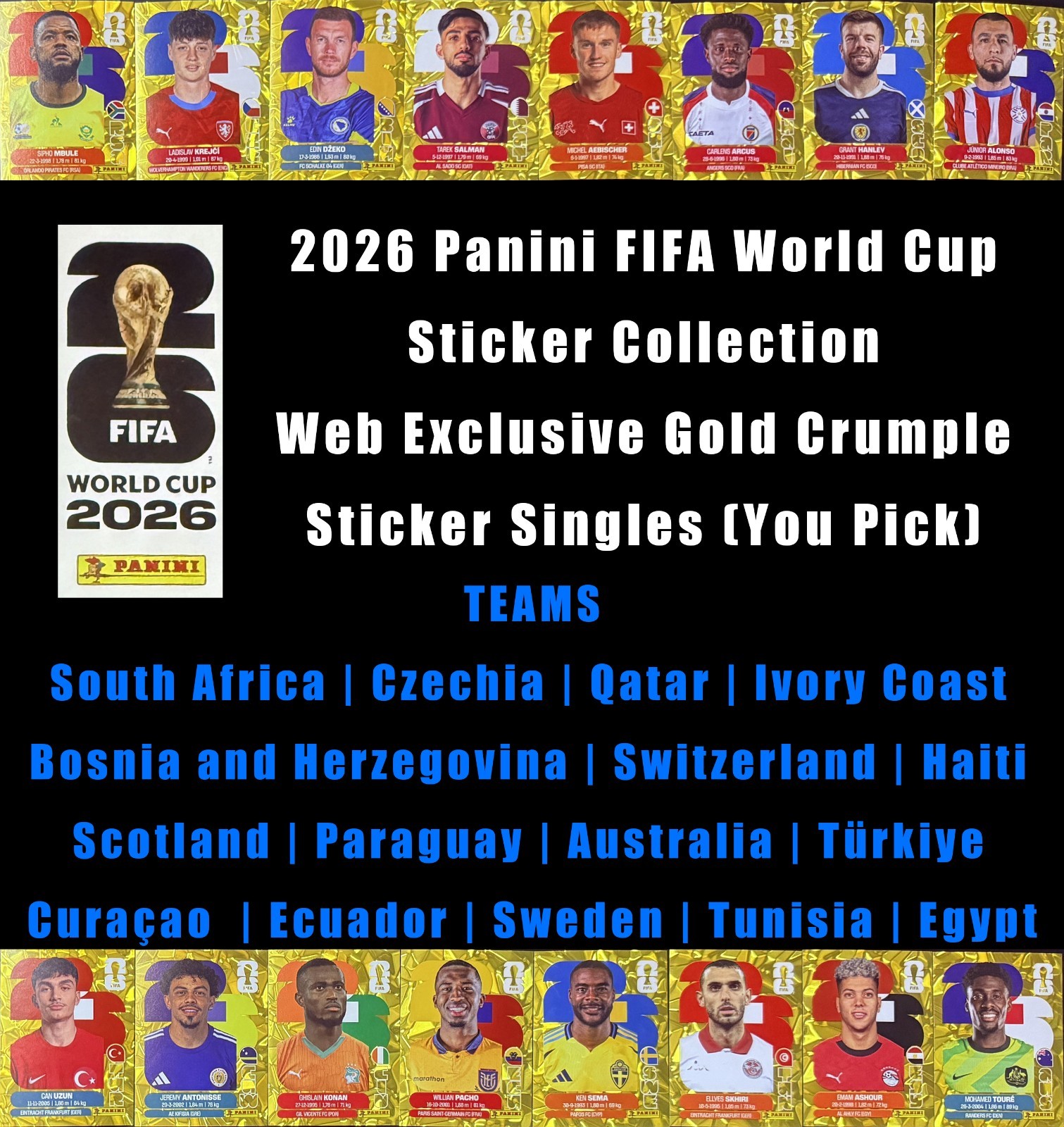2026 Panini FIFA World Cup Sticker Gold Flood Crumple Singles (You Pick)