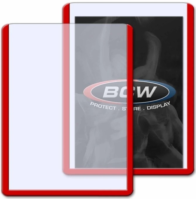 100 RED – Standard 3×4 BCW Topload – Card Holder / Toploader – 4 Packs of 25