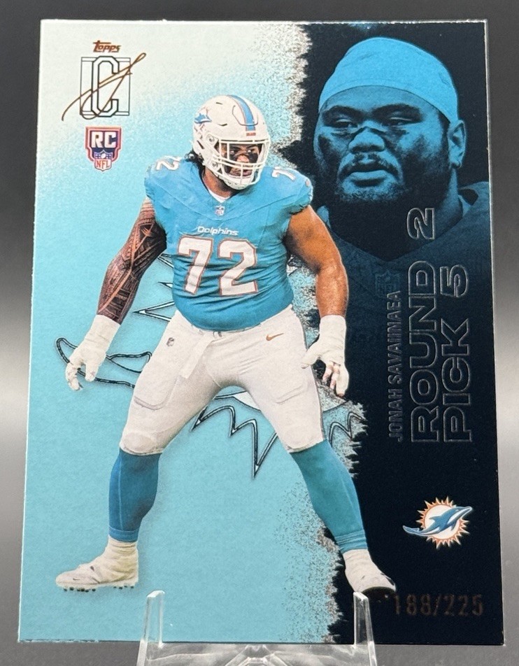 2025 Topps Signature Football Jonah Savaiinaea #237 Teal /225 (RC) Color Match