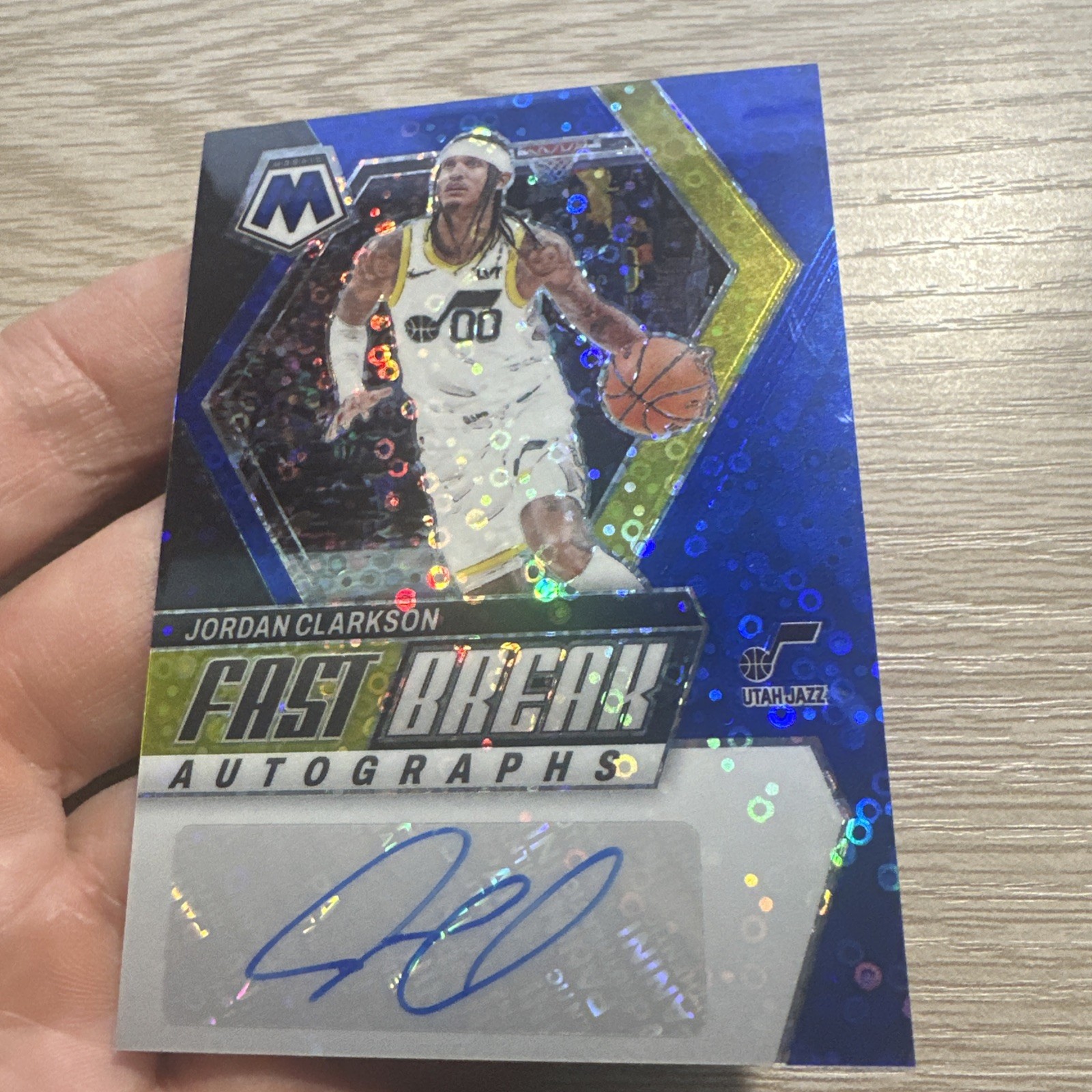 Jordan Clarkson 2023-24 Panini Mosaic Auto Fast Break Disco Blue /25 KNICKS 🏆🏆