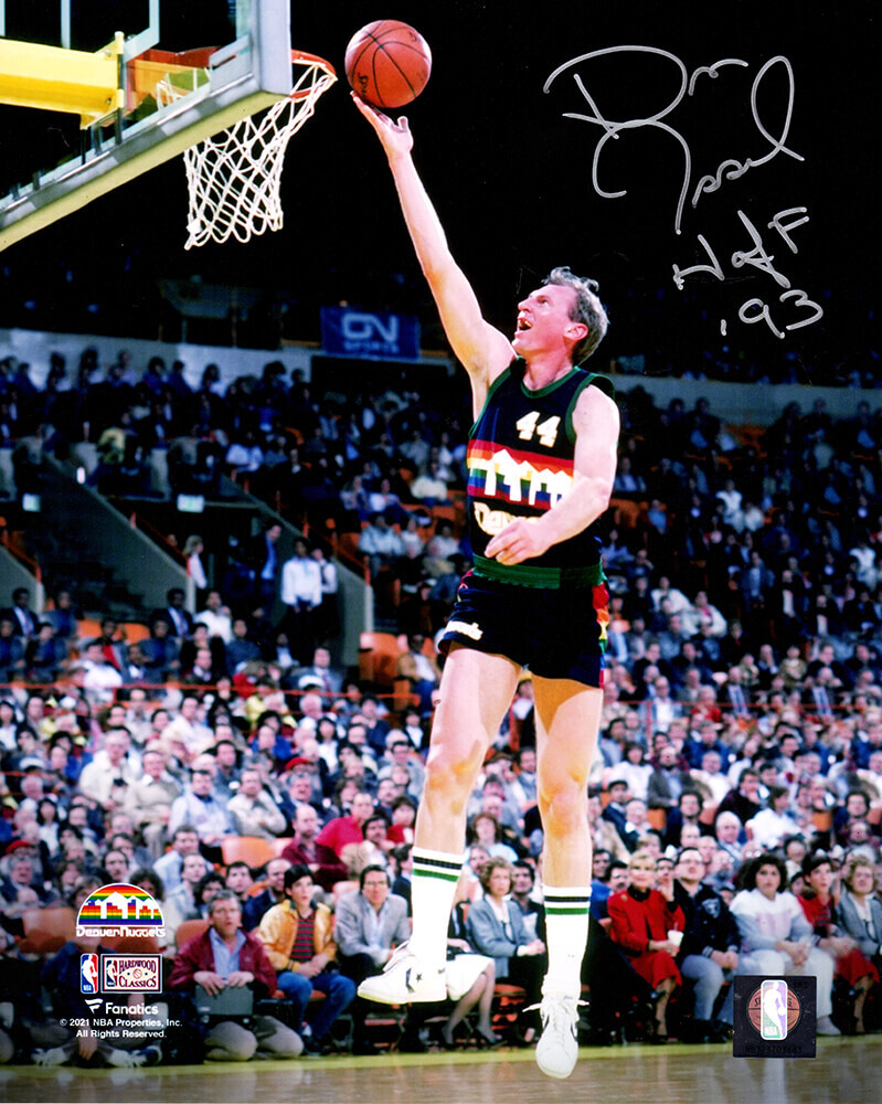 Dan Issel Signed Denver Nuggets Lay Up Action 8×10 Photo w/HOF’93 (SCHWARTZ COA)