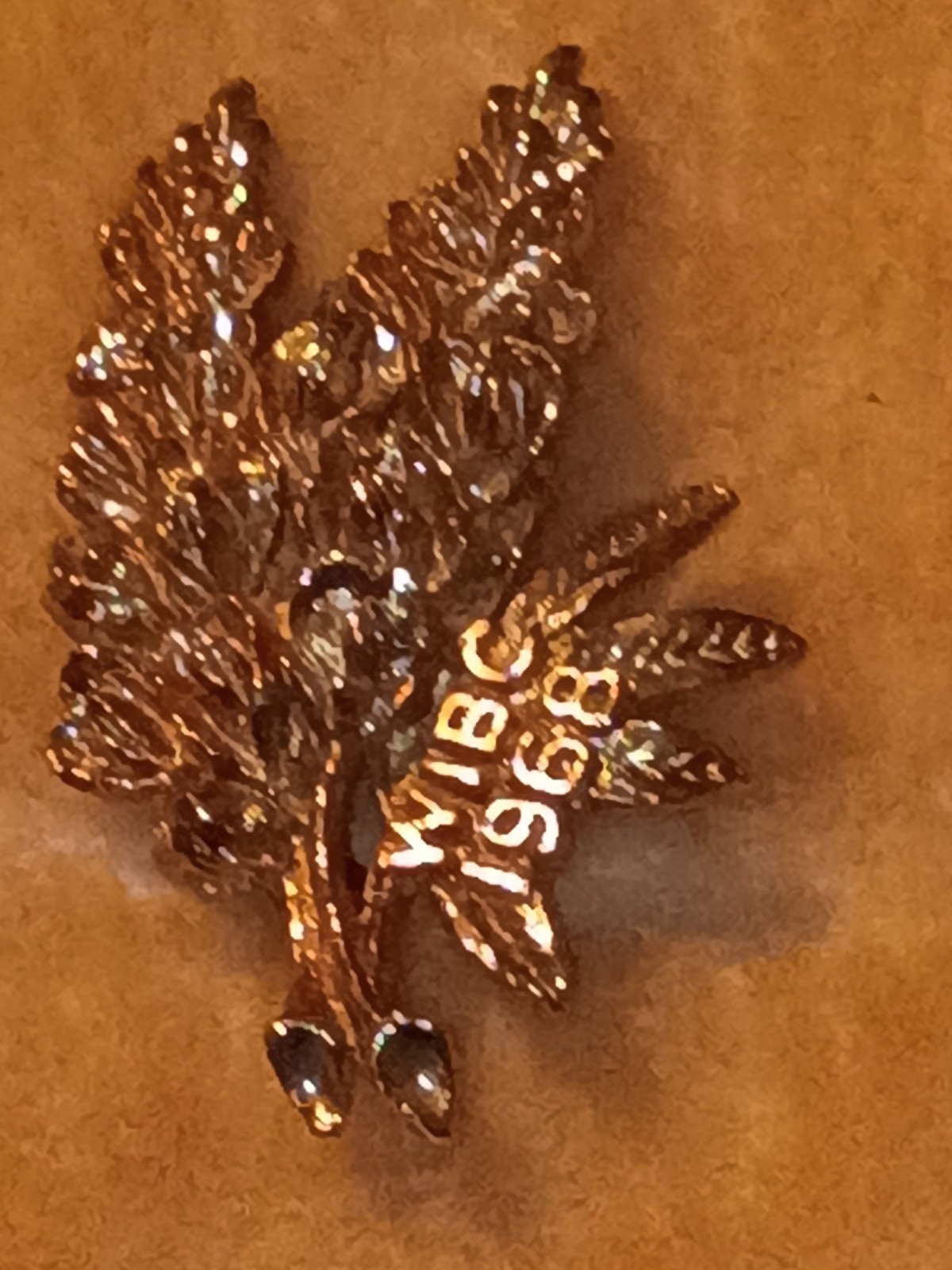 VTG WIBC Women’s International Bowling Congress 1968 Gold Tone Brooch Pin Floral
