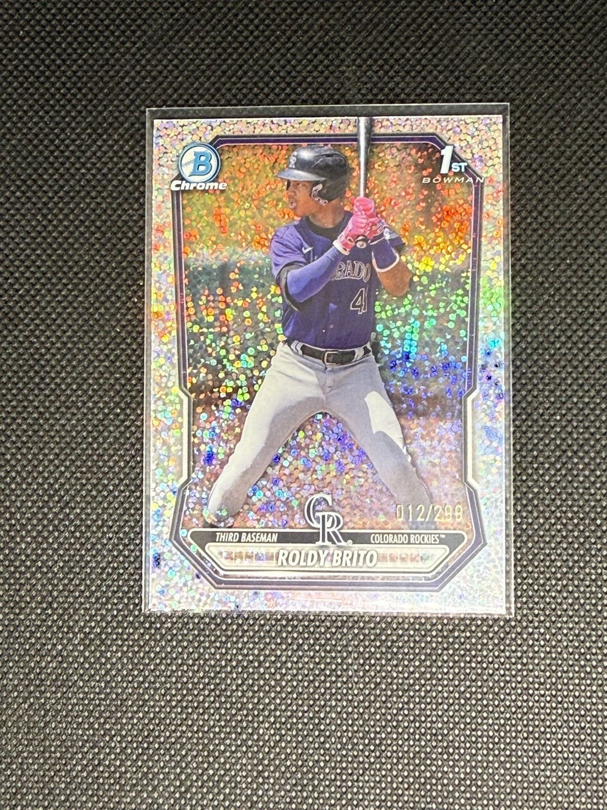 2026 Bowman Chrome – Roldy Brito #BCP-21 – Speckle – Colorado Rockies /299
