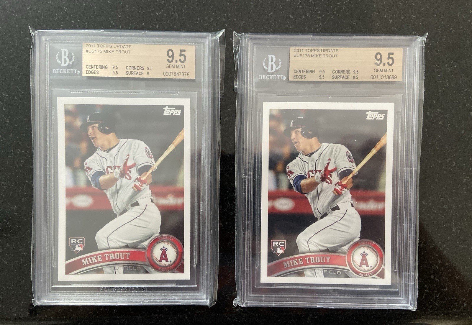 2011 Topps Update Series – Mike Trout #US175 (RC) BGS 9.5 (2 Card Lot)