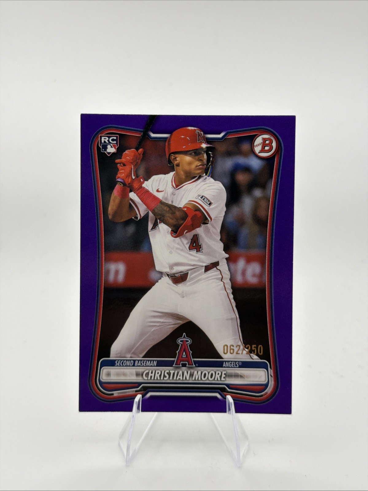 2026 Bowman Christian Moore/250 Purple Parallel RC #99 Angels