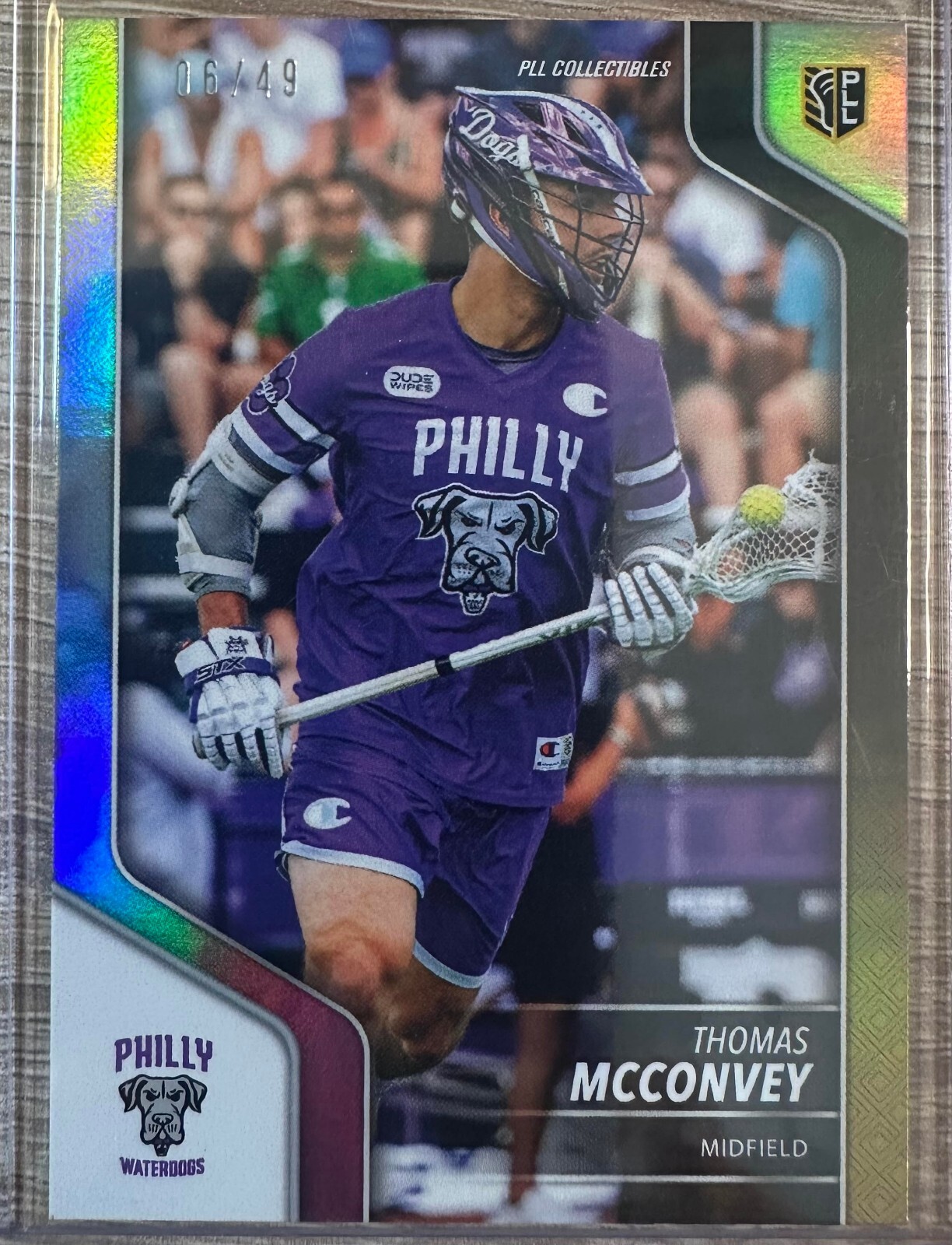 2024 PREMIER LACROSSE LEAGUE PLL THOMAS McCONVEY YELLOW SP #06/49 #20 WATERDOGS!