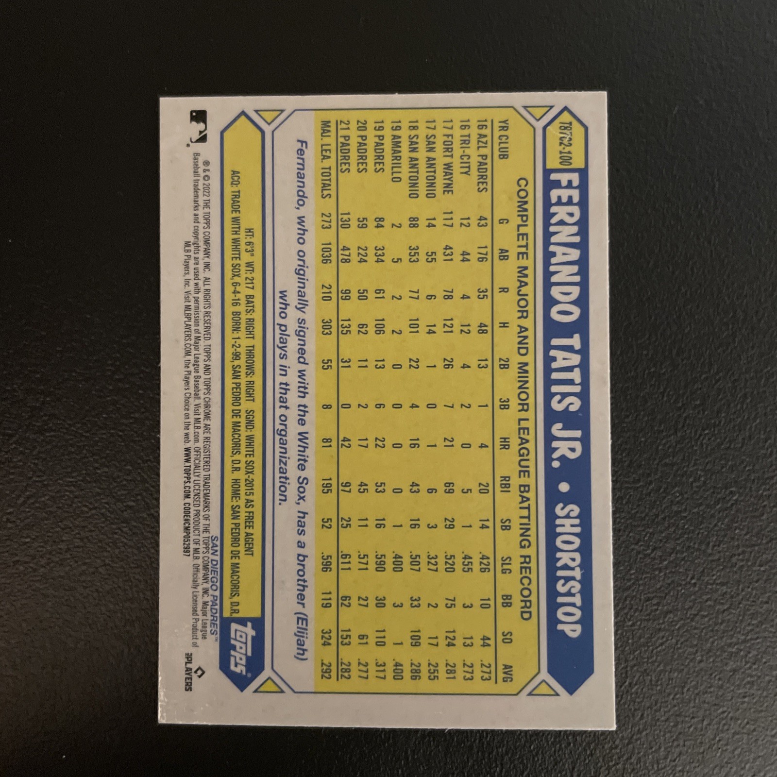 2022 Topps Series 2 – 1987 Chrome Silver Pack Mojo Fernando Tatís Jr. #T87C2-100