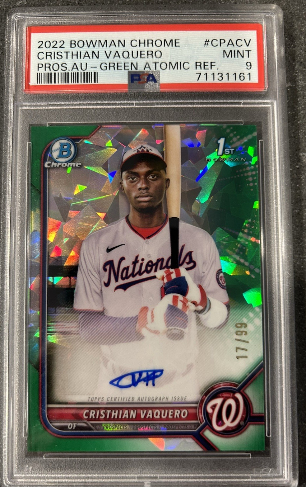 2022 Bowman Chrome Cristhian Vaquero #BCP-157 Atomic Refractor PSA 9 # 17 / 99