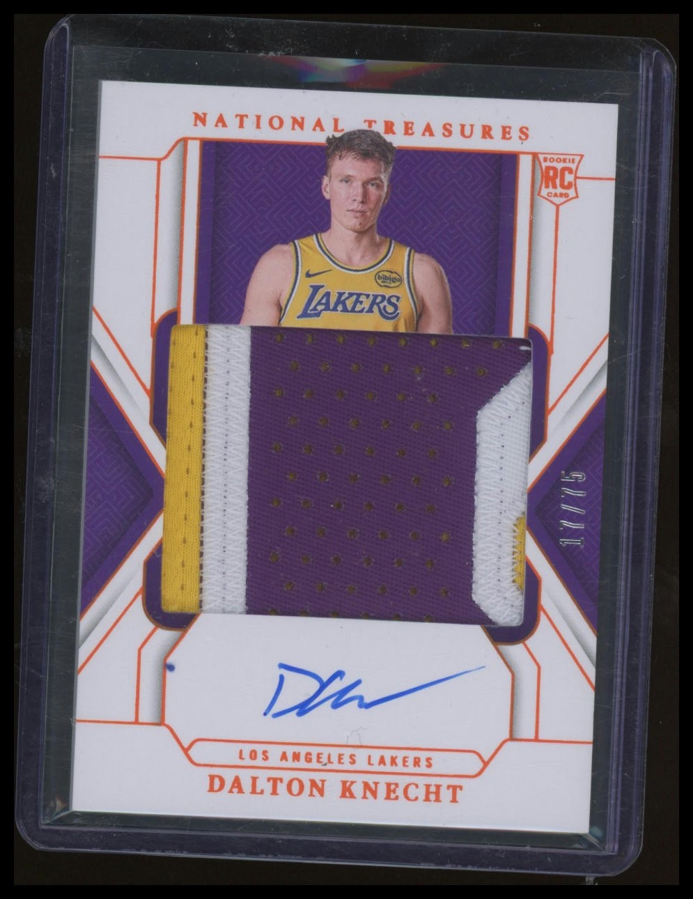 2024-25 National Treasures #103 Dalton Knecht Rookie Patch Auto Orange /75