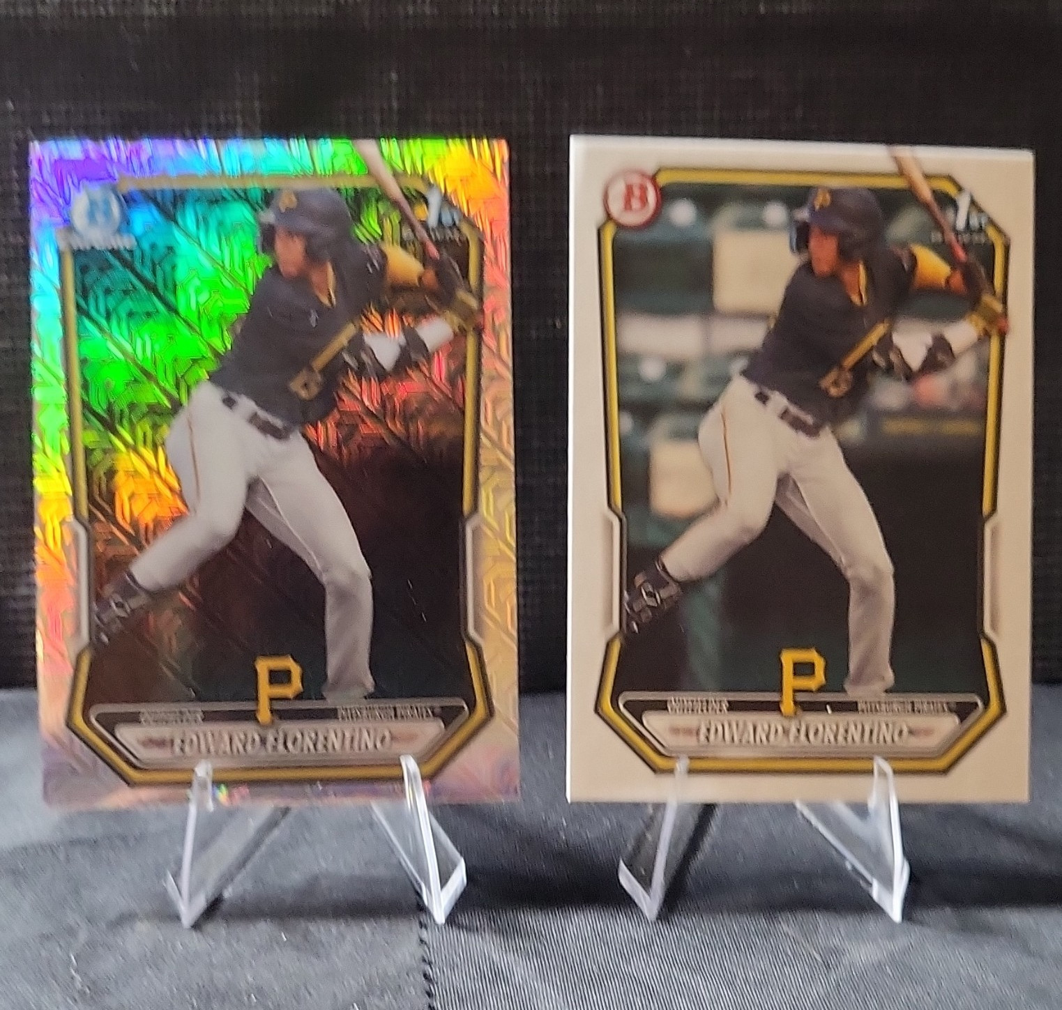 2026 Bowman Edward Florentino 1st Bowman Chrome, Mojo Refractor 2-Card Lot