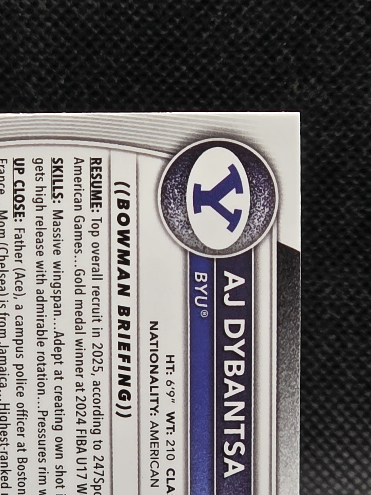 AJ Dybantsa 2025-26 Bowman #BPP-1 + Bowman Chrome #BCP-1 1st Bowman RC BYU