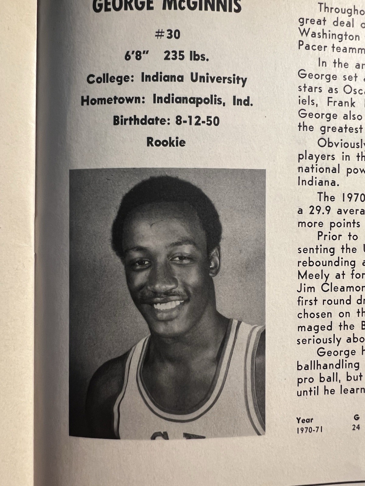 ABA Game Program Denver At Indianapolis November 26 1971 Mel Daniels Cover VG