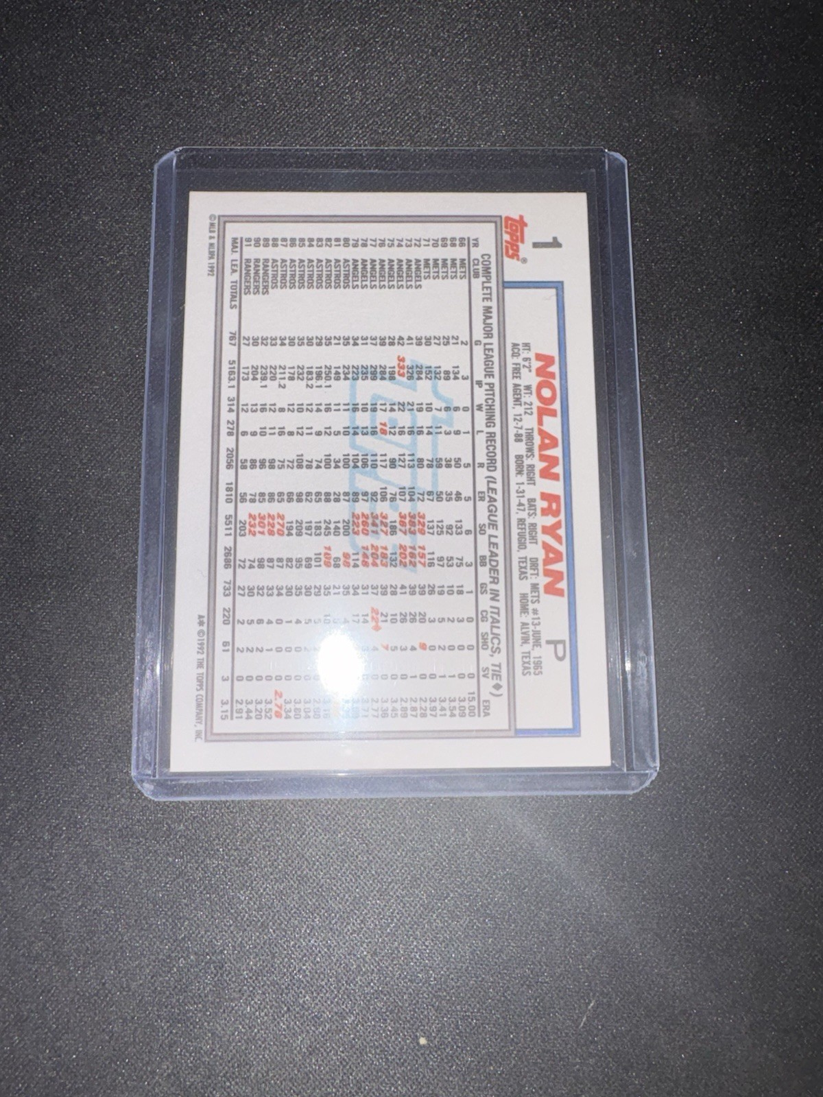 1992 Topps – Nolan Ryan #1
