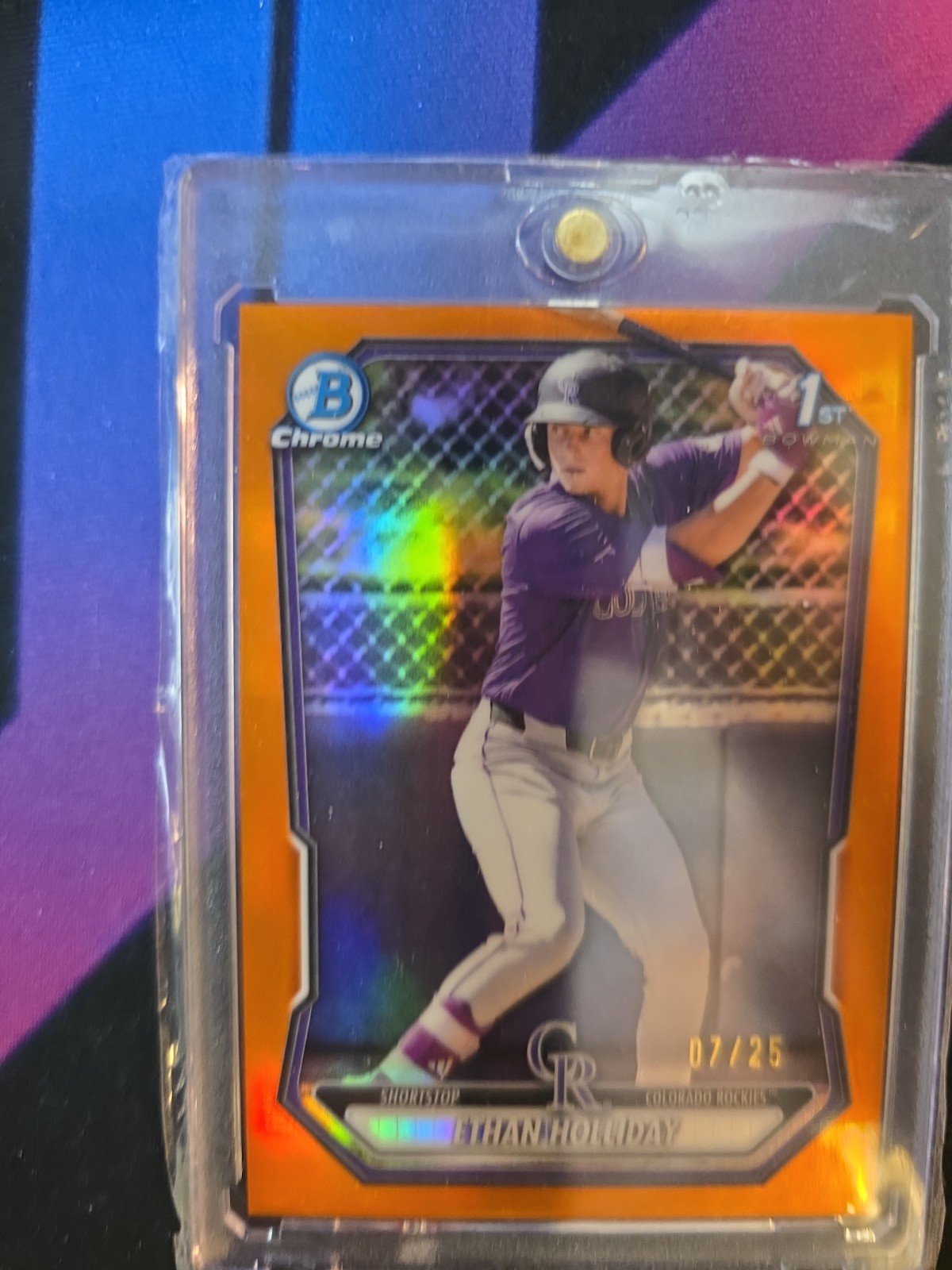 Ethan Holliday 1st 2026 Bowman Chrome Orange Refractor#07/ 25 ROCKIES