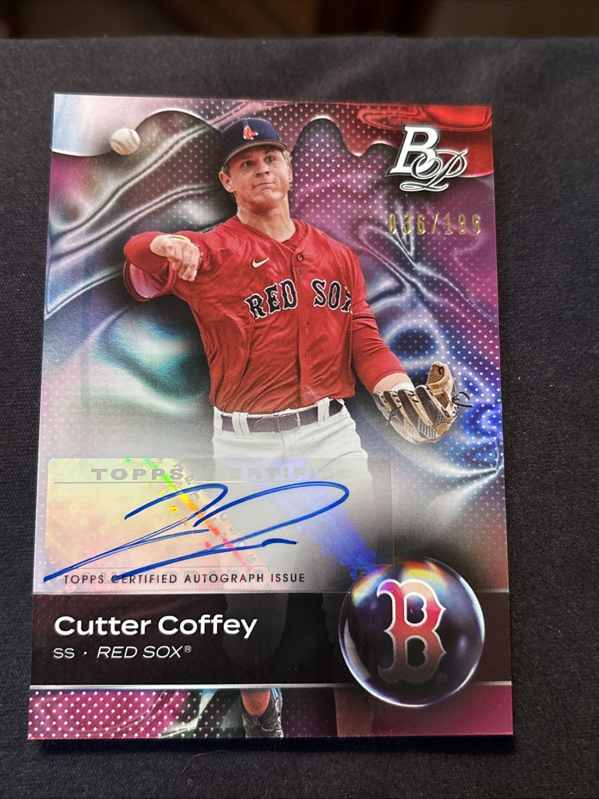 2023 Bowman Platinum – Top Prospects Cutter Coffey Pink Autographs /199 (AU, RC)