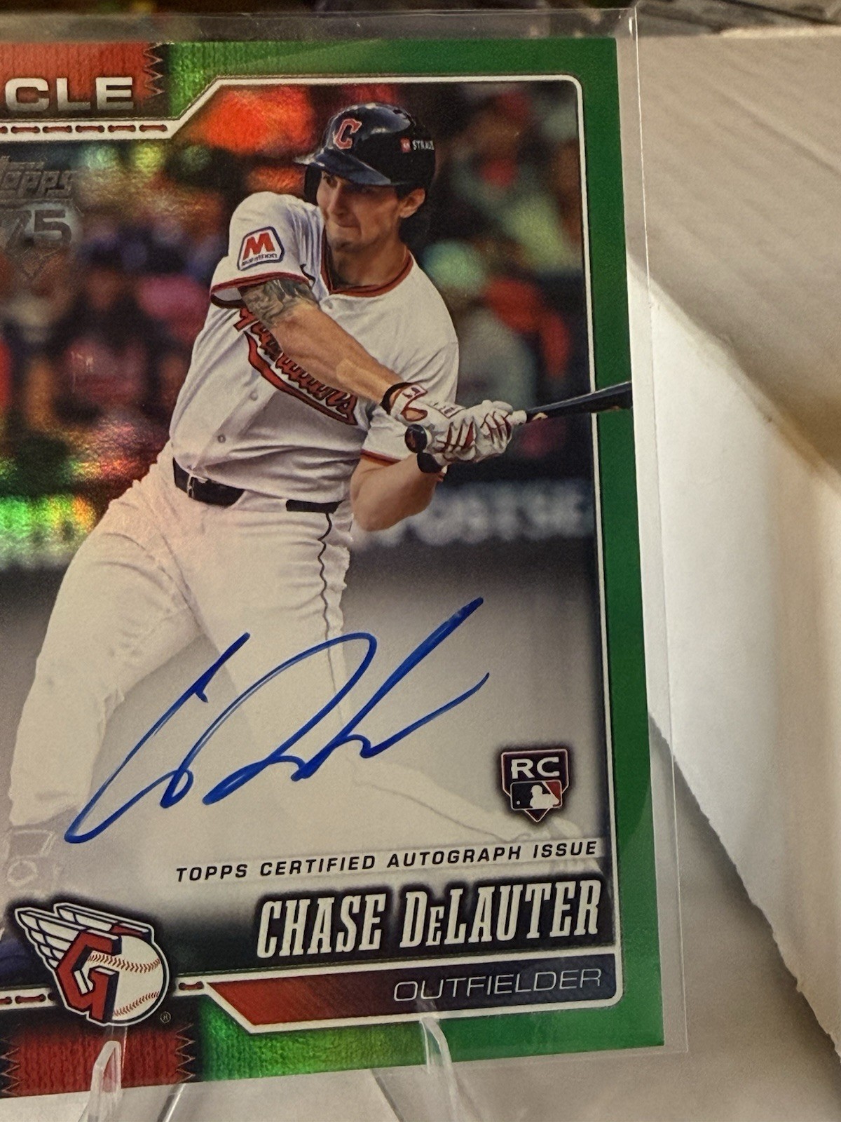 2026 Topps #458 Chase DeLauter Green Real One Auto #/99 Rookie Card