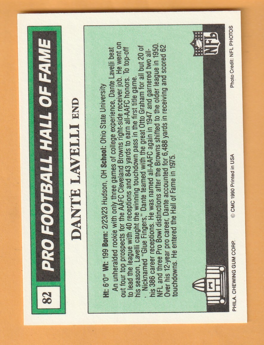Dante Lavelli Cleveland Browns 1990 Swell Greats #82 Ohio State Buckeyes 10F