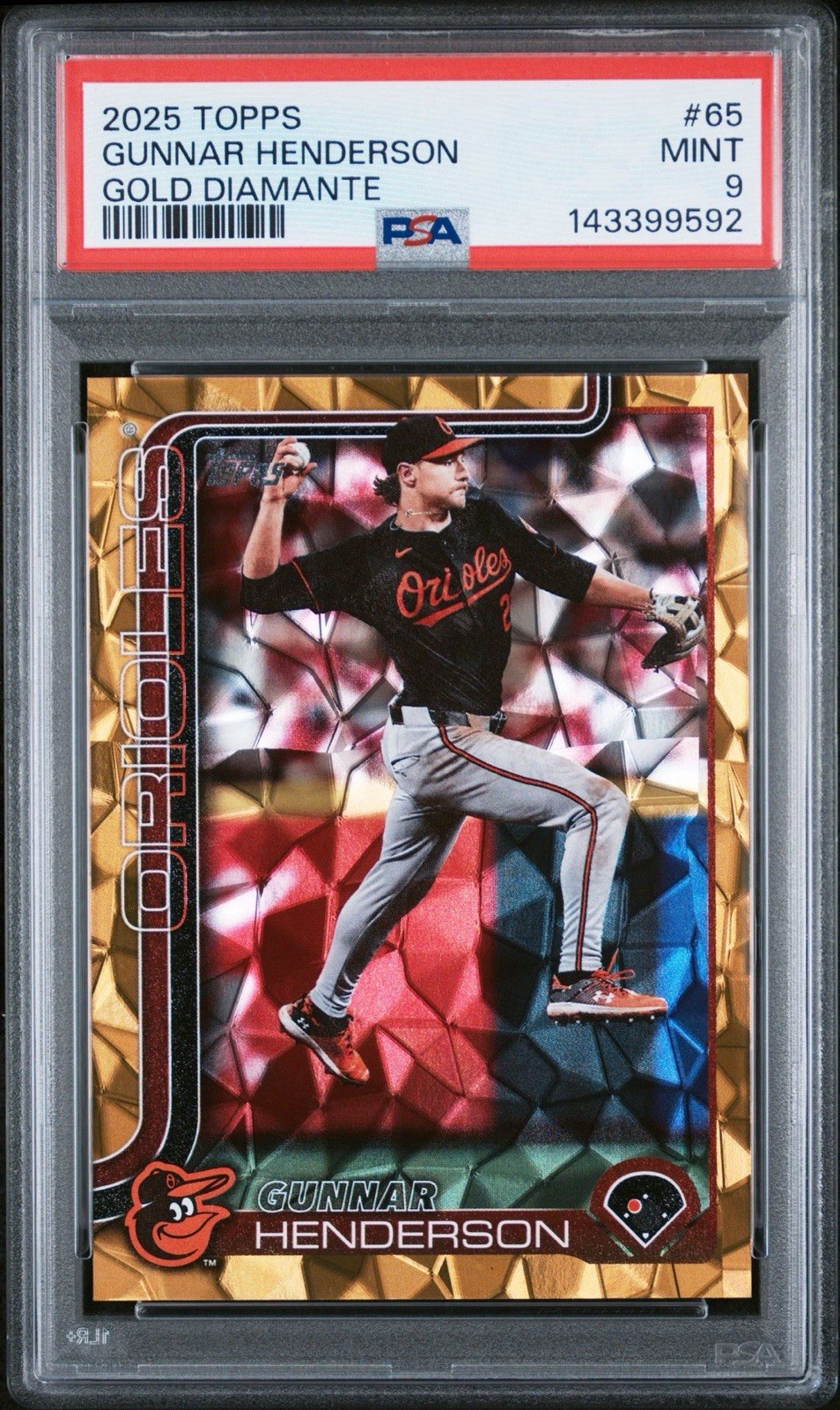 2025 Topps #65 Gunnar Henderson Gold Diamanté /50 PSA 9 Mint