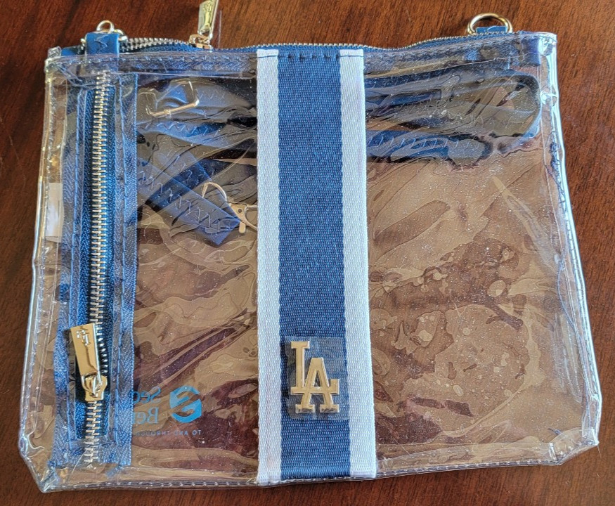 Los Angeles LA Dodgers Clear Transparent Stadium Bag Adjustable Strap White Blue