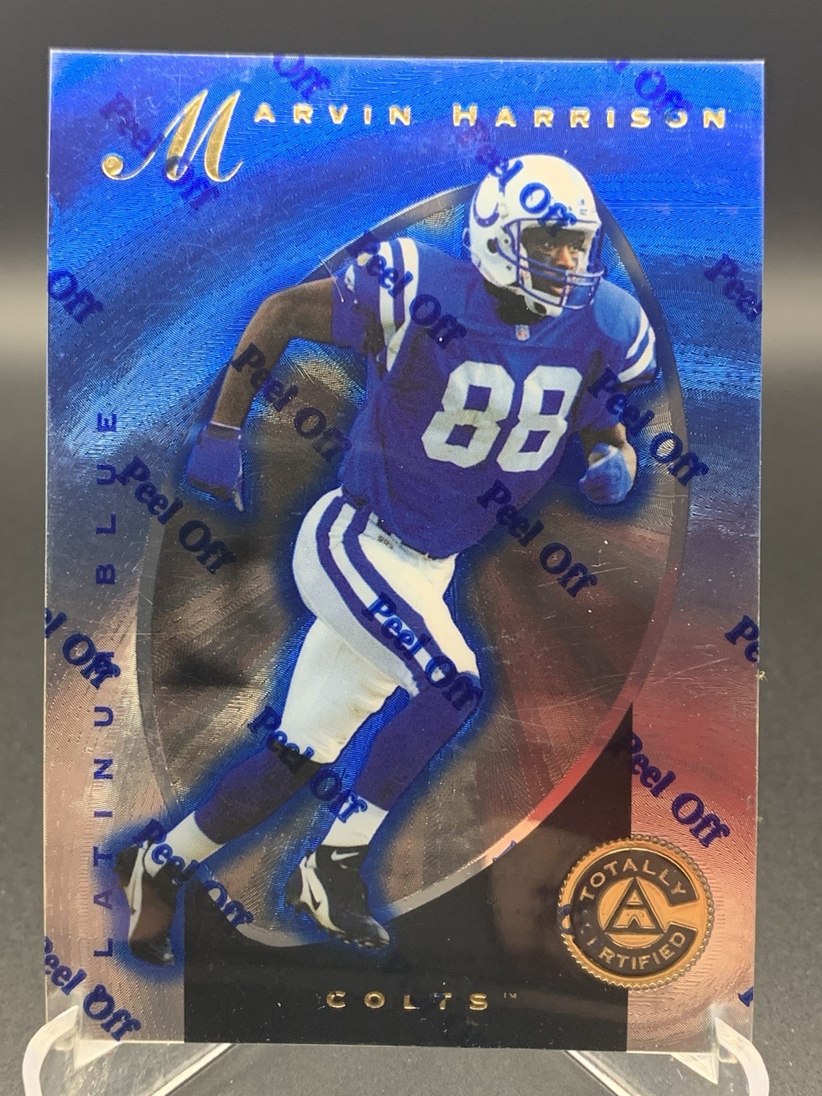 Marvin Harrison 1997 Pinnacle Totally Certified 0733/2499 Platinum Blue W/ Peel