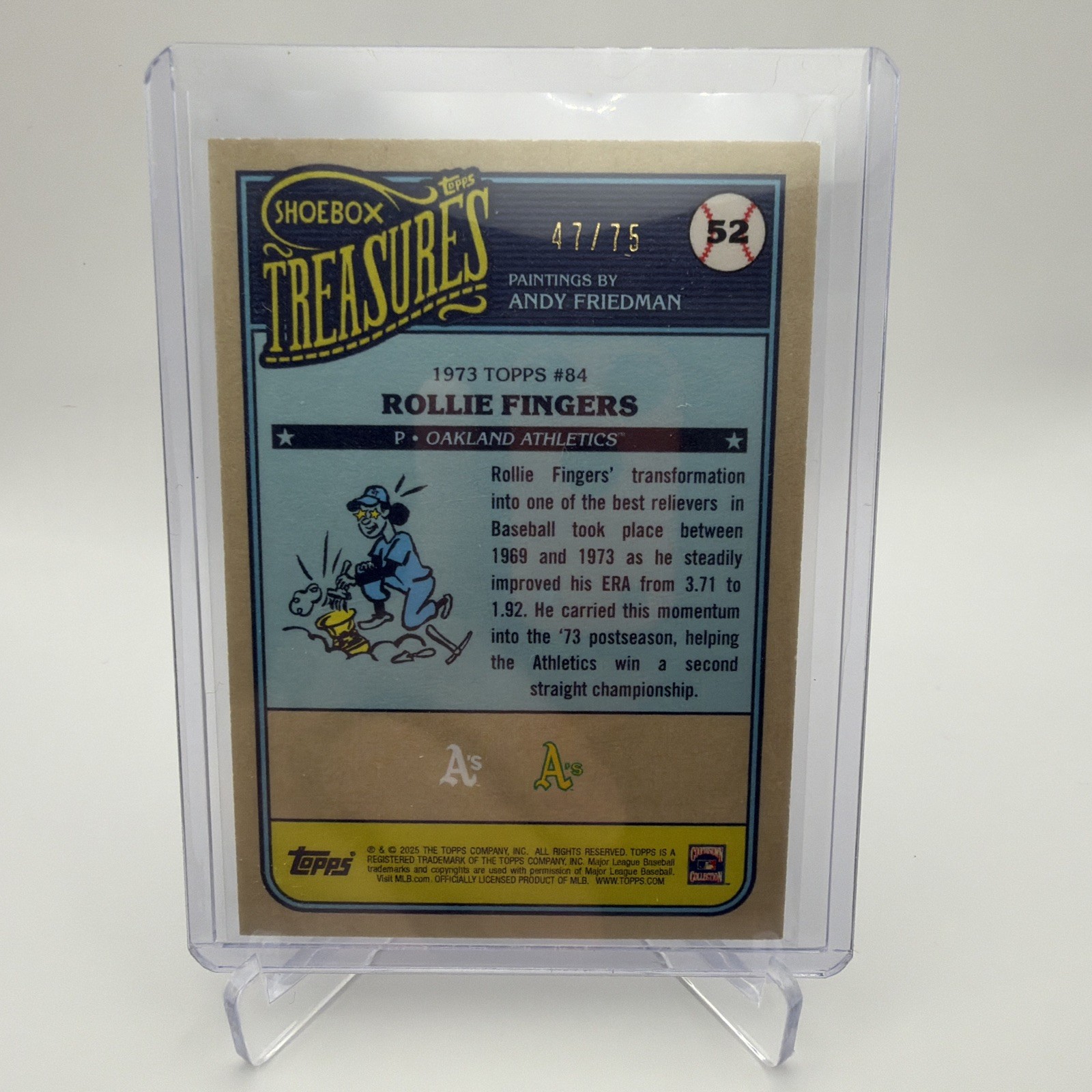 2025 Topps Shoebox Treasures 1973 Topps Rollie Fingers #52 Grayscale Filter /75