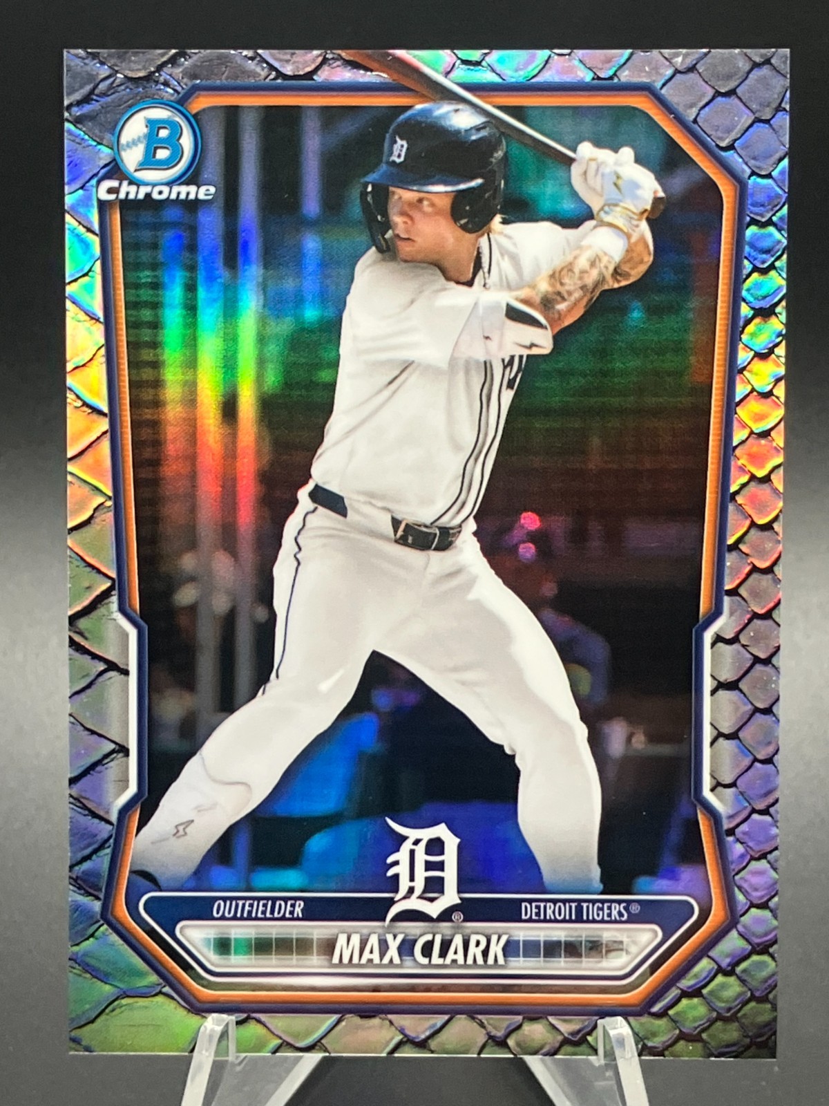 Max Clark 2026 Bowman Chrome Prospects Reptilian Refractor #BCP2 Tigers