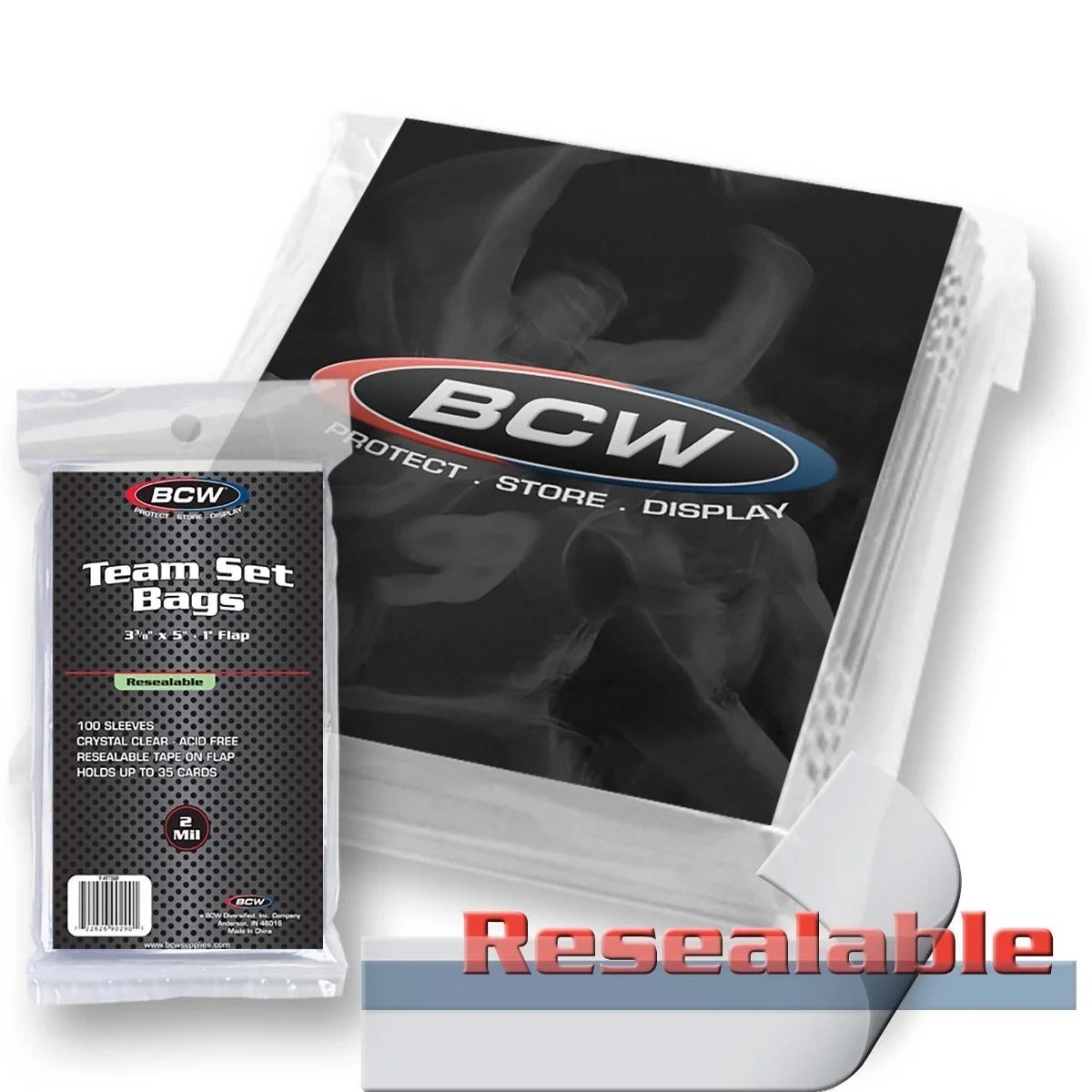 (1000 Count) BCW Resealable Team Set Bags (10 Packs) (3 3/8″ x 5″) Sports Cards