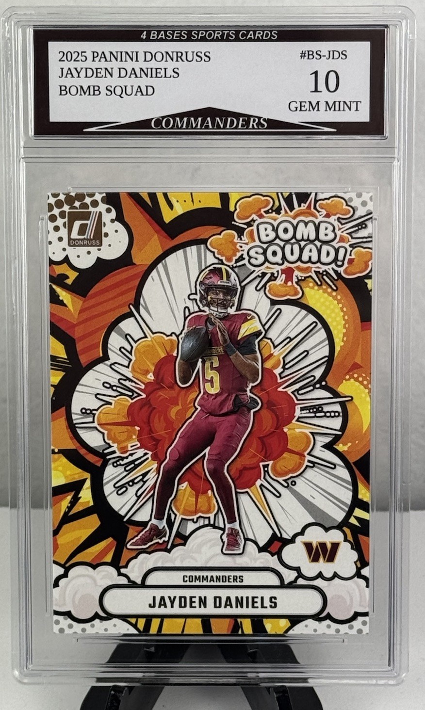 2025 Panini Donruss Jayden Daniels Commanders Bomb Squad Insert Gem Mint 10!