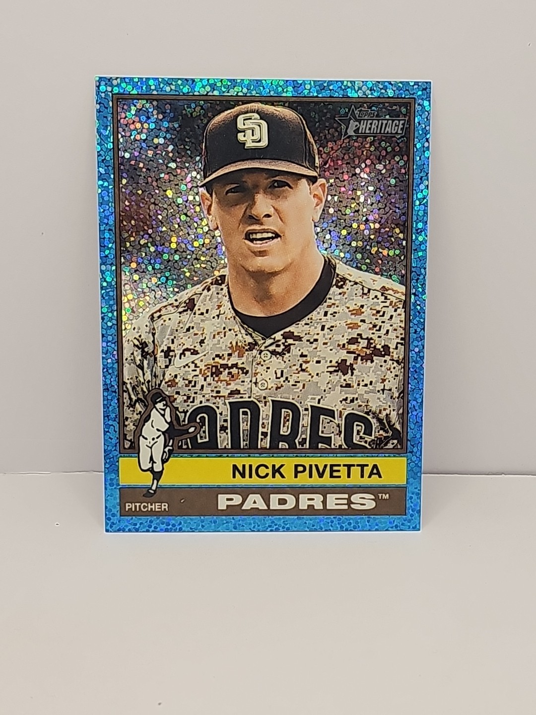 2025 Topps Heritage High Number Nick Pivetta Light Blue Sparkle Variation
