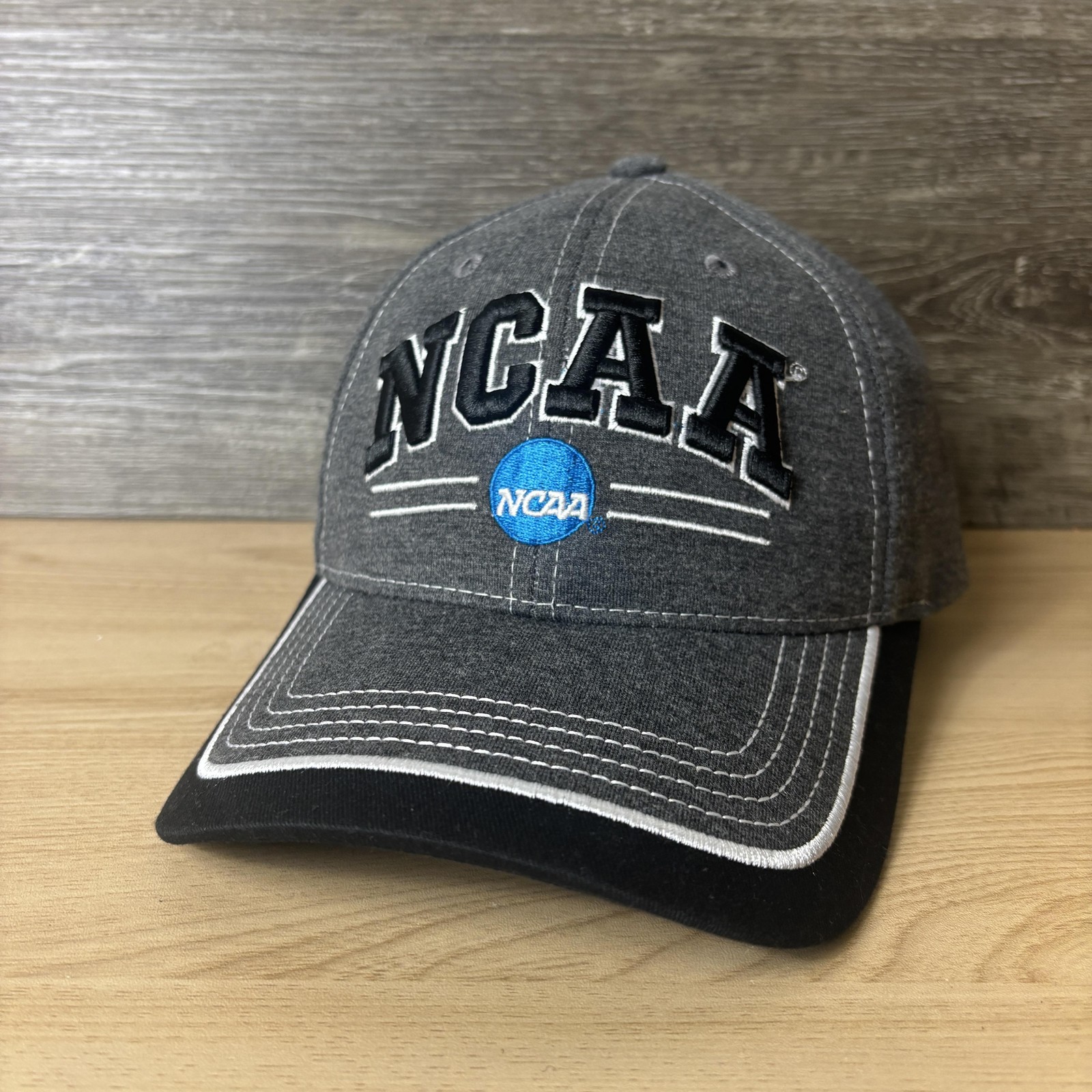 NCAA Hat Cap Strap Back Mens One Size Gray Black NCAA College Sports Embroidered