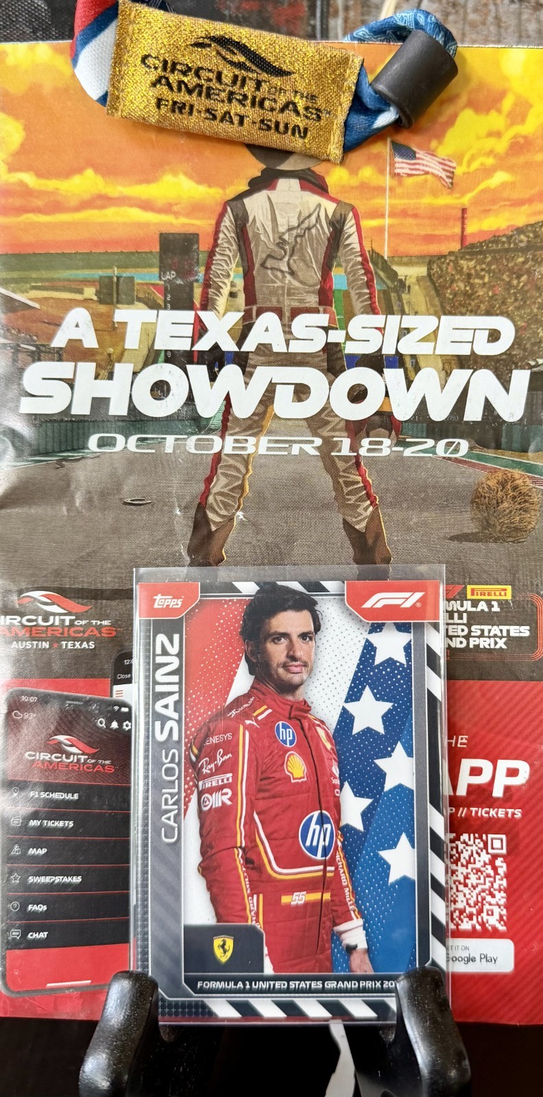 Topps Carlos Sainz Formula 1 US Grand Prix 2024 Topps Exclusive AUT-7 Scuderia F