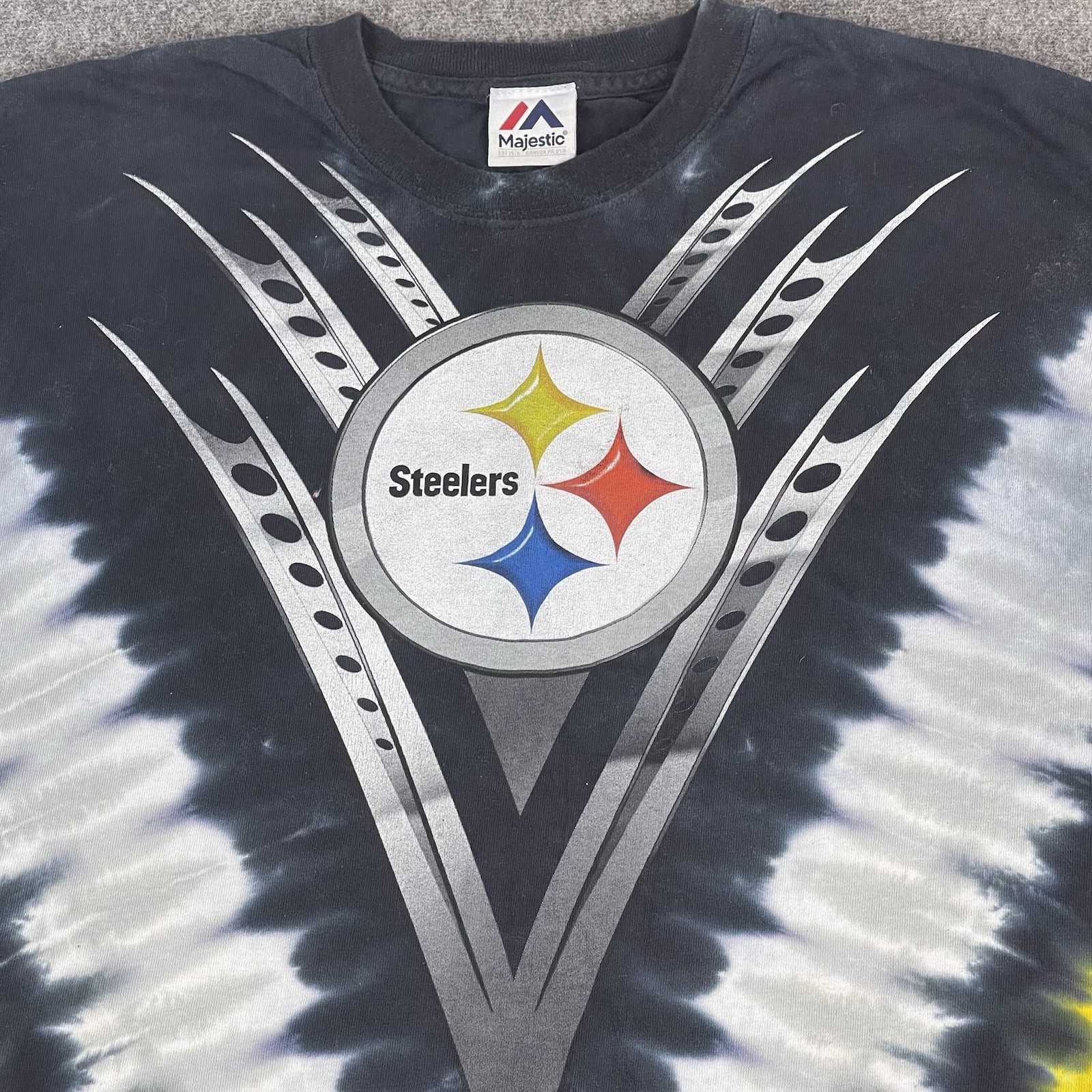Majestic NFL Pittsburgh Steelers Tie Dye Mens 2XL Tall Tshirt